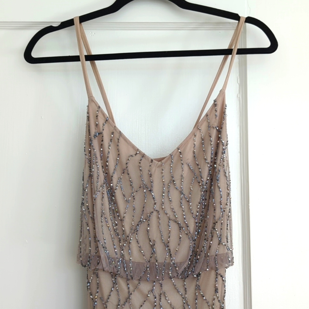Beaded embroidered gown Adrianna papell size 4